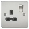 Knightsbridge FPR7000BC 13A 1-Gang DP Switched Single Socket Brushed Chrome with Black Inserts -Chrome Switches & Sockets Sales 102VF P