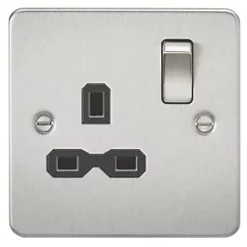 Knightsbridge FPR7000BC 13A 1-Gang DP Switched Single Socket Brushed Chrome with Black Inserts