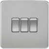 Knightsbridge SF4000BC 10AX 3-Gang 2-Way Light Switch Brushed Chrome -Chrome Switches & Sockets Sales 105VF P