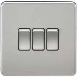 Knightsbridge SF4000BC 10AX 3-Gang 2-Way Light Switch Brushed Chrome