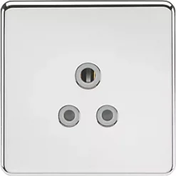 Knightsbridge SF5APCG 5A 1-Gang Unswitched Socket Polished Chrome with Colour-Matched Inserts