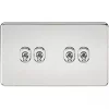 Knightsbridge SF4TOGPC 10AX 4-Gang 2-Way Light Switch Polished Chrome -Chrome Switches & Sockets Sales 106VF P