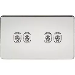 Knightsbridge SF4TOGPC 10AX 4-Gang 2-Way Light Switch Polished Chrome