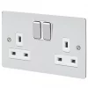 MK Edge 13A 2-Gang DP Switched Plug Socket Polished Chrome with White Inserts -Chrome Switches & Sockets Sales 121FF P