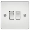 Knightsbridge FP3000PC 10AX 2-Gang 2-Way Light Switch Polished Chrome -Chrome Switches & Sockets Sales 123TY P