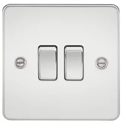 Knightsbridge FP3000PC 10AX 2-Gang 2-Way Light Switch Polished Chrome