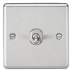 Knightsbridge CLTOG1BC 10AX 1-Gang 2-Way Light Switch Brushed Chrome