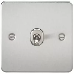 Knightsbridge FP12TOGBC 10AX 1-Gang Intermediate Switch Brushed Chrome with Colour-Matched Inserts