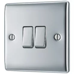 British General Nexus Metal 10AX 2-Gang 2-Way Light Switch Polished Chrome