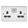 Knightsbridge FPR9000PC 13A 2-Gang DP Switched Double Socket Polished Chrome with Black Inserts -Chrome Switches & Sockets Sales 137TY P