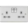 Knightsbridge CL9BCG 13A 2-Gang DP Switched Double Socket Brushed Chrome with Colour-Matched Inserts -Chrome Switches & Sockets Sales 138TX P