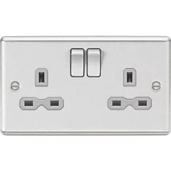 Knightsbridge CL9BCG 13A 2-Gang DP Switched Double Socket Brushed Chrome with Colour-Matched Inserts