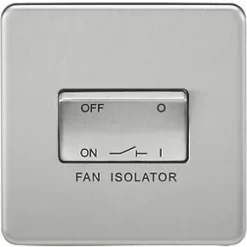 Knightsbridge SF1100BC 10AX 1-Gang TP Fan Isolator Switch Brushed Chrome