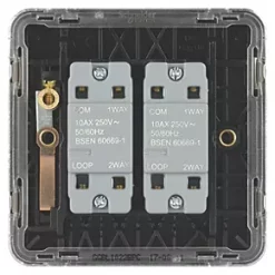 Schneider Electric Lisse Deco 10AX 2-Gang 2-Way Light Switch Polished Chrome with Black Inserts -Chrome Switches & Sockets Sales 157FF A3