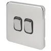 Schneider Electric Lisse Deco 10AX 2-Gang 2-Way Light Switch Polished Chrome with Black Inserts 1 Schneider Electric Lisse Deco 10AX 2-Gang 2-Way Light Switch Polished Chrome with Black Inserts -Chrome Switches & Sockets Sales 157FF P