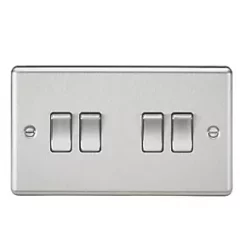 Knightsbridge CL41BC 10AX 4-Gang 2-Way Light Switch Brushed Chrome