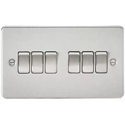 Knightsbridge FP4200BC 10AX 6-Gang 2-Way Light Switch Brushed Chrome