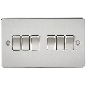 Knightsbridge FP4200BC 10AX 6-Gang 2-Way Light Switch Brushed Chrome 3 Knightsbridge FP4200BC 10AX 6-Gang 2-Way Light Switch Brushed Chrome