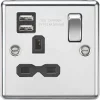 Knightsbridge CL9124PC 13A 1-Gang SP Switched Socket + 2.1A 2-Outlet Type A USB Charger Polished Chrome with Black Inserts 2 Knightsbridge CL9124PC 13A 1-Gang SP Switched Socket + 2.1A 2-Outlet Type A USB Charger Polished Chrome with Black Inserts -Chrome Switches & Sockets Sales 166TY P
