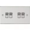 Knightsbridge CS41BC 10AX 4-Gang 2-Way Light Switch Brushed Chrome -Chrome Switches & Sockets Sales 170TY P