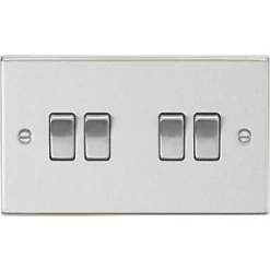 Knightsbridge CS41BC 10AX 4-Gang 2-Way Light Switch Brushed Chrome