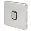Schneider Electric Lisse Deco 10AX 1-Gang Intermediate Switch Polished Chrome with Black Inserts -Chrome Switches & Sockets Sales 174FF P