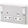 MK Albany Plus 13A 2-Gang DP Switched Plug Socket Brushed Chrome with White Inserts 1 MK Albany Plus 13A 2-Gang DP Switched Plug Socket Brushed Chrome with White Inserts -Chrome Switches & Sockets Sales 190FF P