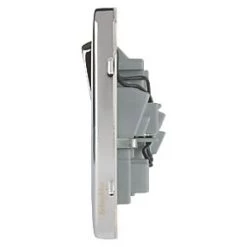 Schneider Electric Lisse Deco 13A 2-Gang DP Switched Plug Socket Polished Chrome with LED with White Inserts -Chrome Switches & Sockets Sales 195FF A2