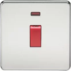 Knightsbridge SF8331NPC 45A 1-Gang DP Control Switch Polished Chrome with LED