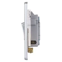Schneider Electric Ultimate Low Profile 13A Switched Fused Spur with Neon Brushed Chrome with White Inserts -Chrome Switches & Sockets Sales 1985J A2