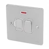 Schneider Electric Ultimate Low Profile 13A Switched Fused Spur with Neon Brushed Chrome with White Inserts -Chrome Switches & Sockets Sales 1985J P