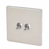 Varilight 10AX 2-Gang 2-Way Toggle Switch Satin Chrome -Chrome Switches & Sockets Sales 2003H P