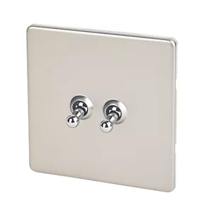 Varilight 10AX 2-Gang 2-Way Toggle Switch Satin Chrome 3 Varilight 10AX 2-Gang 2-Way Toggle Switch Satin Chrome