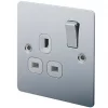 LAP 13A 1-Gang DP Switched Plug Socket Polished Chrome with White Inserts -Chrome Switches & Sockets Sales 20263 P