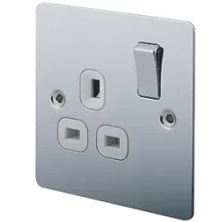 LAP 13A 1-Gang DP Switched Plug Socket Polished Chrome with White Inserts