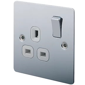 LAP 13A 1-Gang DP Switched Plug Socket Polished Chrome with White Inserts 3 LAP 13A 1-Gang DP Switched Plug Socket Polished Chrome with White Inserts