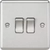 Knightsbridge CL3BC 10AX 2-Gang 2-Way Light Switch Brushed Chrome -Chrome Switches & Sockets Sales 202VF P