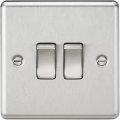 Knightsbridge CL3BC 10AX 2-Gang 2-Way Light Switch Brushed Chrome