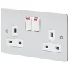 MK Edge 13A 2-Gang DP Switched Plug Socket Polished Chrome with Neon with White Inserts -Chrome Switches & Sockets Sales 206FF P