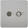 Knightsbridge SF0140BC Isolated Coaxial TV & F-Type Satellite Socket Brushed Chrome -Chrome Switches & Sockets Sales 208TY P