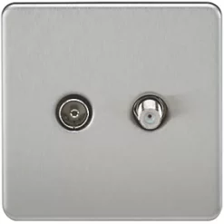 Knightsbridge SF0140BC Isolated Coaxial TV & F-Type Satellite Socket Brushed Chrome