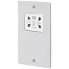 MK Edge 2-Gang Dual Voltage Shaver Socket 115 / 230V Polished Chrome with White Inserts -Chrome Switches & Sockets Sales 211FF P