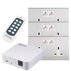 Energenie MiHome 13A 2-Gang SP Switched Smart Socket Bundle Brushed Chrome