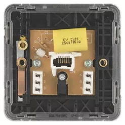 Schneider Electric Lisse Deco Master Telephone Socket Polished Chrome with Black Inserts -Chrome Switches & Sockets Sales 213FF A3