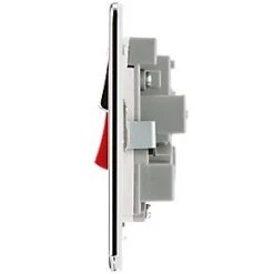 LAP 45A 2-Gang DP Cooker Switch & 13A DP Switched Socket Polished Chrome with LED with White Inserts -Chrome Switches & Sockets Sales 215KJ A2