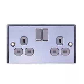 LAP 13A 2-Gang SP Switched Plug Socket Polished Chrome with White Inserts 4 LAP 13A 2-Gang SP Switched Plug Socket Polished Chrome with White Inserts - Image 2