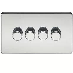 Knightsbridge SF2184PC 4-Gang 2-Way LED Dimmer Switch Polished Chrome