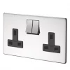 Crabtree Platinum 13A 2-Gang DP Switched Plug Socket Polished Chrome with Black Inserts 1 Crabtree Platinum 13A 2-Gang DP Switched Plug Socket Polished Chrome with Black Inserts -Chrome Switches & Sockets Sales 22279 P