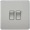 Knightsbridge SF3000BC 10AX 2-Gang 2-Way Light Switch Brushed Chrome -Chrome Switches & Sockets Sales 227TX P