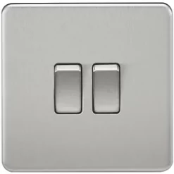 Knightsbridge SF3000BC 10AX 2-Gang 2-Way Light Switch Brushed Chrome